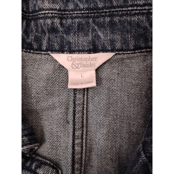 Christopher & Banks Jean Jacket Floral Embroidered SZ Lrg Bloomcore Boho Cotton - Picture 7 of 11